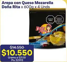La Gran Colombia Doña rita arepa con queso mozarella oferta