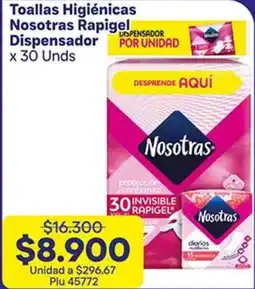 La Gran Colombia Nosotras toallas higiénicas rapigel dispensador oferta