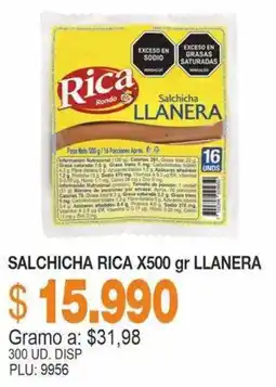 Mercar Rica salchicha llanera oferta