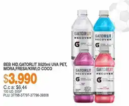 Mercar Beb hid.gatorlit x620ml uva pet, mora, fresa/kiwi,o coco oferta