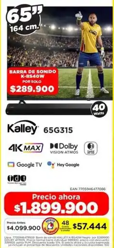 Alkomprar Kalley smart tv 65" oferta