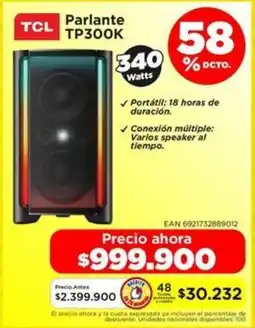Alkomprar Tcl parlante TP300K oferta