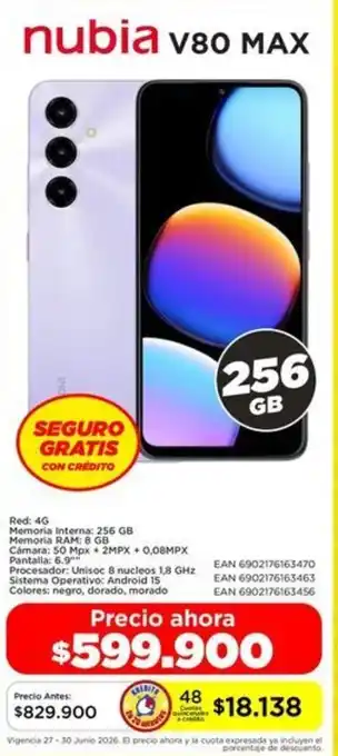 Alkomprar Nubia v80 max oferta