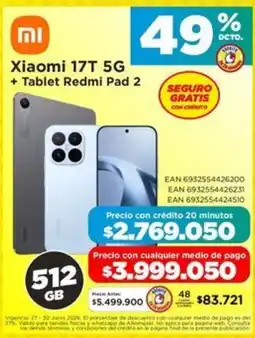 Alkomprar Xiaomi 17T 5G + tablet redmi pad 2 oferta