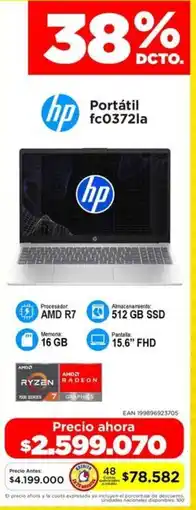 Alkomprar Hp portátil fc0372la oferta