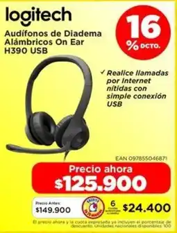 Alkomprar Logitech audífonos de diadema alámbricos on ear H390 USB oferta