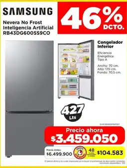 Alkomprar Samsung nevera no frost inteligencia artificial RB43DG600559C0 oferta