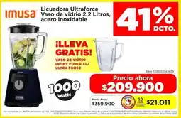 Alkomprar Imusa licuadora ultraforce vaso de vidrio acero inoxidable oferta