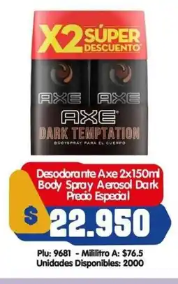 Surtifamiliar Axe desodorante body spray aerosol dark precio especial oferta