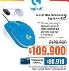 Alkosto Logitech - mouse alámbrico gaming lightsync g203 oferta
