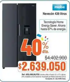 Alkosto Mabe - nevecón 439 litros msl480mlps0 oferta