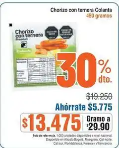 Alkosto Colanta - chorizo con ternera oferta