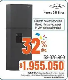 Alkosto Haceb - nevera 391 litros oferta