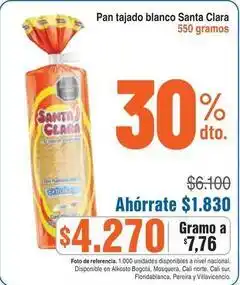 Alkosto Santa clara - pan tajado blanco oferta