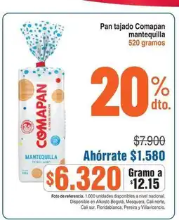Alkosto Comapan - pan tajado mantecquilla oferta