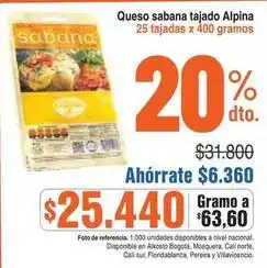 Alkosto Alpina - queso sabana tajado oferta