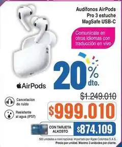 Alkosto Apple - audífonos pro 3 estuche magsafe usb-c oferta