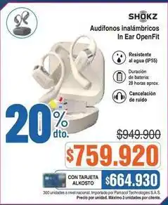 Alkosto Alkosto - audífonos inalámbricos in ear openfit oferta
