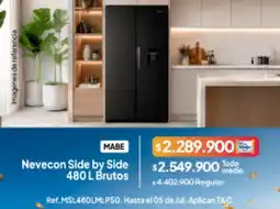 Jumbo Mabe - nevecon side by side 480 l brutos ref.msl480lmlpso oferta