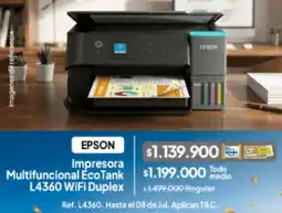 Jumbo Epson - impressora multifuncional ecotank l4360 wifi duplex oferta