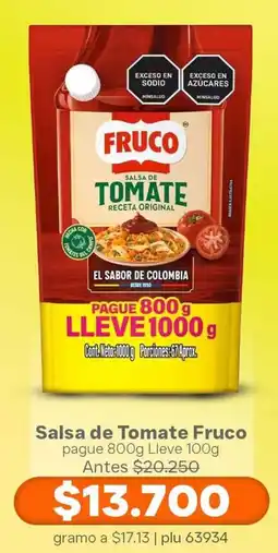 La Gran Colombia Fruco salsa de tomate pague oferta