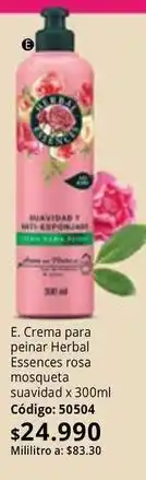 Nova Venta Herbal essences - crema para peinar rosa mosqueta suavidad x 300ml código: 50504 oferta