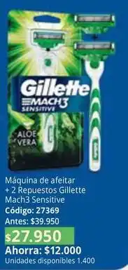 Nova Venta Gillette - máquina de afeitar + 2 repuestos mach3 sensitive código: 27369 oferta