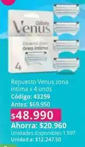Nova Venta Venus - repuesto zona íntima x 4 unds oferta