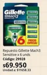 Nova Venta Gillette - repuesto mach3 sensitive x 6 oferta