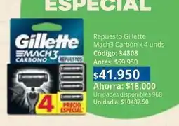 Nova Venta Gillette - repuesto mach3 carbón x 4 oferta