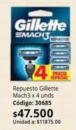 Nova Venta Gillette - repuesto mach3 x 4 unds código: 30685 oferta