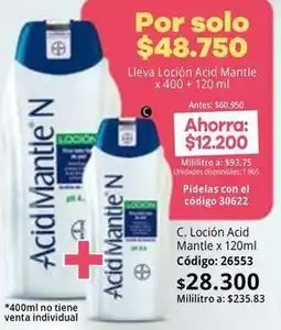 Nova Venta Acid mantle - loción x 400 + 120 ml código: 26553 oferta