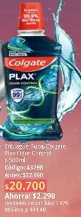 Nova Venta Colgate - enjuague bucal plax odor control oferta