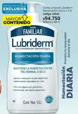 Nova Venta Lubriderm - crema corporal humectación diaria x 1.5l oferta