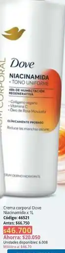 Nova Venta Dove - crema corporal niacinamida x 1l oferta