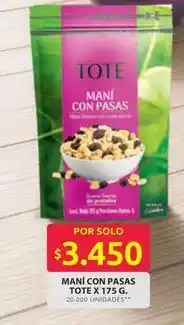 Ara Tote - maní con pasas oferta