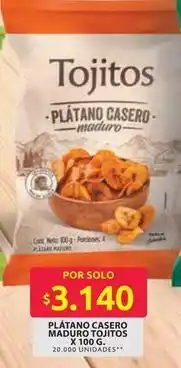 Ara Plátano casero maduro tojitos x 100 g oferta