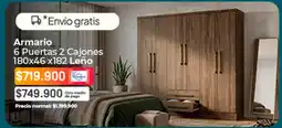 Easy Pago - armario 6 puertas 2 cajones 180x46 x182 leño oferta