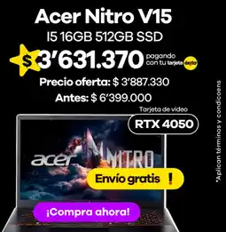 Éxito Acer nitro v15 oferta