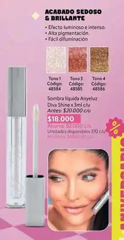 Nova Venta Brillante - sombra liquida diva shine x 3ml c/u oferta