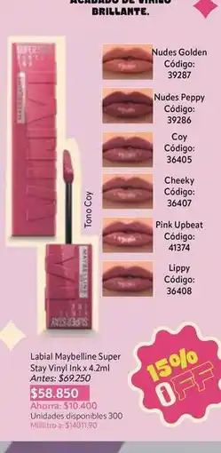 Nova Venta Maybelline - labial super stay vinyl ink oferta