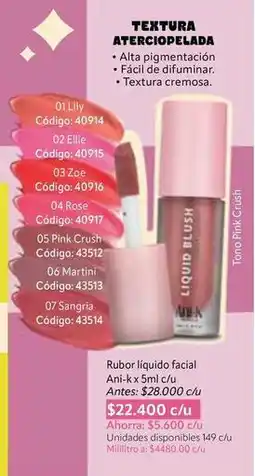 Nova Venta Zoe - rubor líquido facial oferta