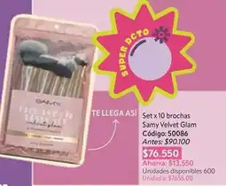 Nova Venta Super - set x 10 brochas samy velvet glam código: 50086 oferta