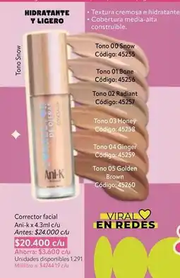 Nova Venta Textura - corrector facial ani-k x 4.3ml c/u oferta