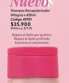 Nova Venta Shampoo biorepolarizador milagros x 450ml código: 49701 oferta