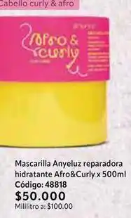 Nova Venta Mascarilla reparadora hidratante afro&curly x 500ml oferta