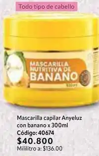 Nova Venta Mascarilla nutritiva de banano oferta
