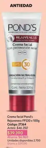 Nova Venta Pond's - crema facial rejuveness fps30 x 100g oferta