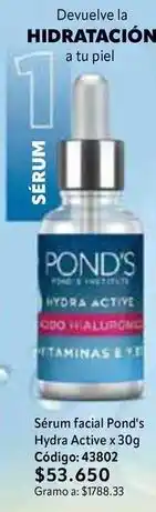 Nova Venta Pond's - sérum facial hydra active x 30g código: 43802 oferta