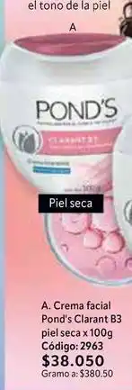 Nova Venta Pond's - crema facial clarants b3 piel seca x 100g código: 2963 oferta